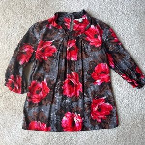 Boden Collared Bella Viscose Silk Top, style # WA521, size US8/UK12 3/4 sleeve.